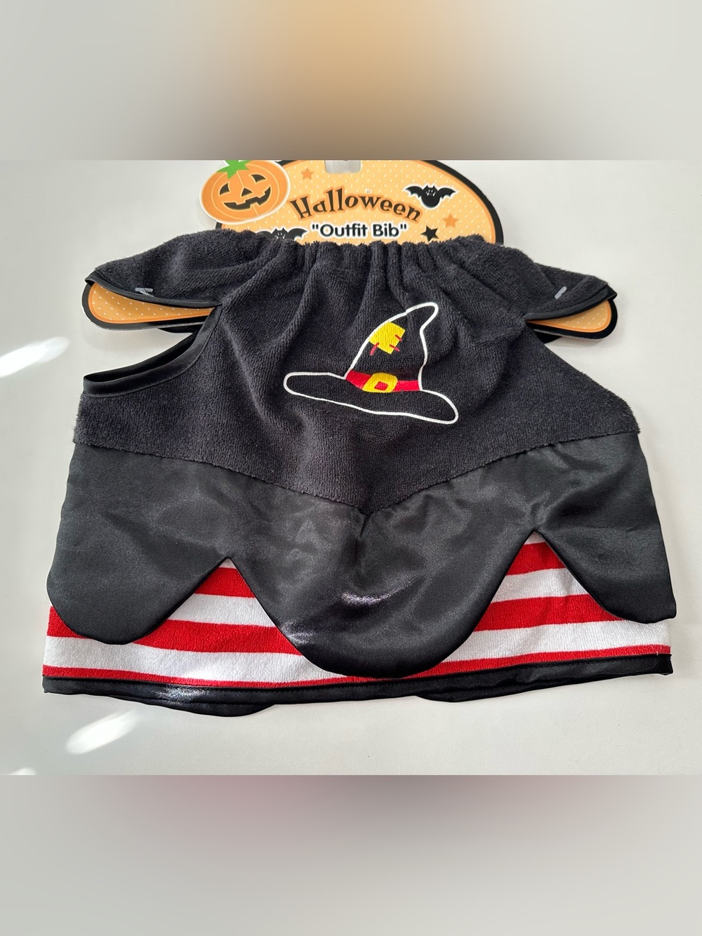 Halloween Witch Outfit Bib - Black with Red Stripe Accents for baby - toddler